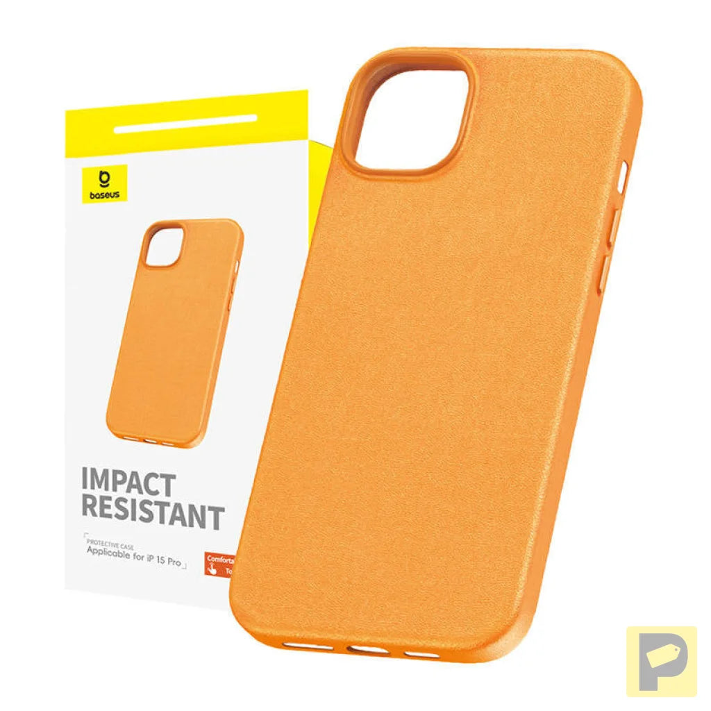 Phone Case for iPhone 15 Pro Baseus Fauxther Series (Orange)
