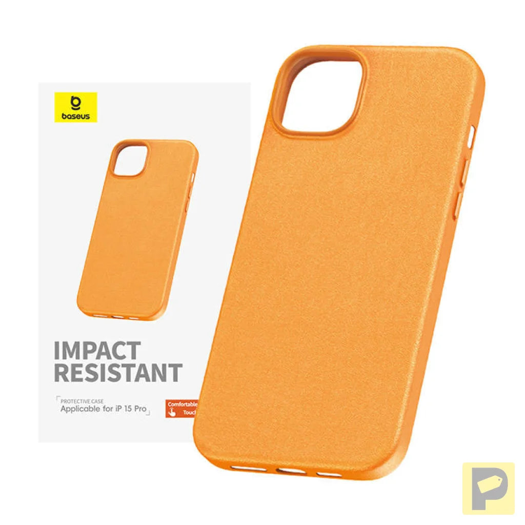 Phone Case for iPhone 15 ProMax Baseus Fauxther Series (Orange)