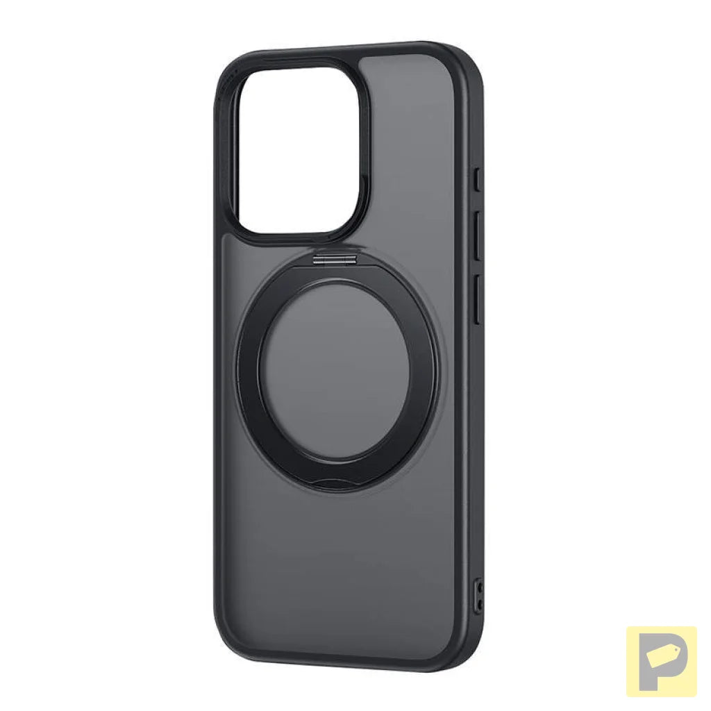 Phone Case with Stand Baseus SkyRing 360° for iP 15 +tempered-glass and cleaning kit (black)