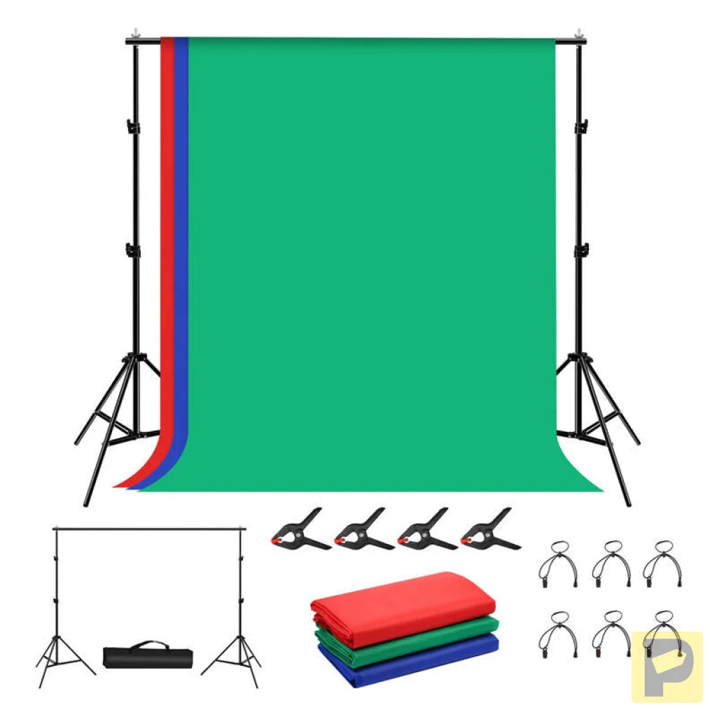 Photo studio background support Puluz 2x2m + Backdrops 3 pcs PKT5204
