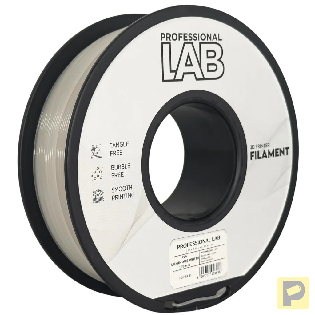 PLA Luminous is a glow-in-the-dark filament that absorbs light and emits it in the dark, perfect for decorative or artistic prints. It contains phosphorescent particles, so a hardened steel nozzle is recommended for long-term use.