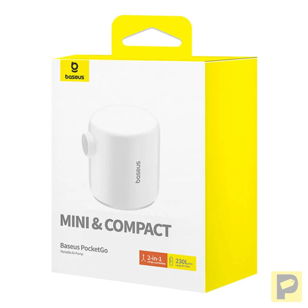 Portable Air Pump Baseus PocketGo (White)
