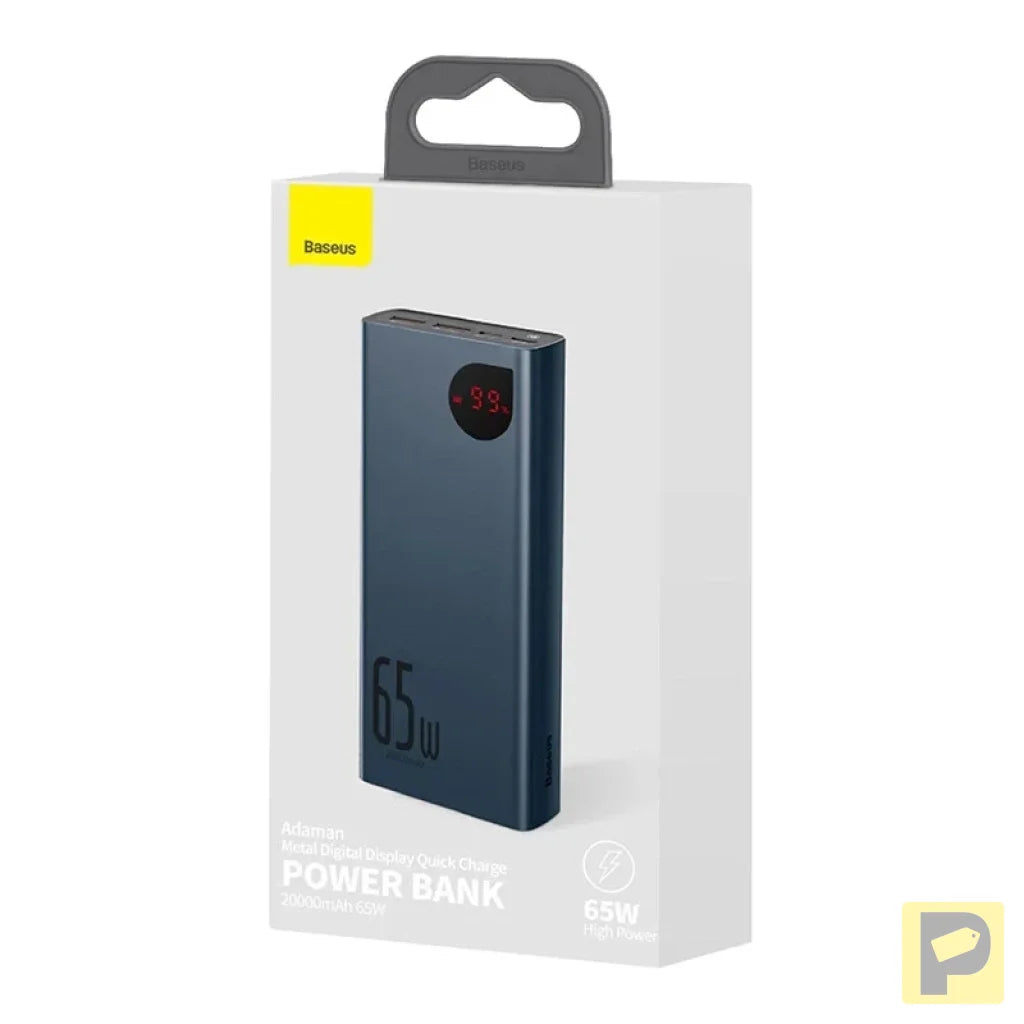 Powerbank Baseus Adaman Metal 20000mAh PD QC 3.0 65W 2xUSB + USB-C + micro USB (Blue)