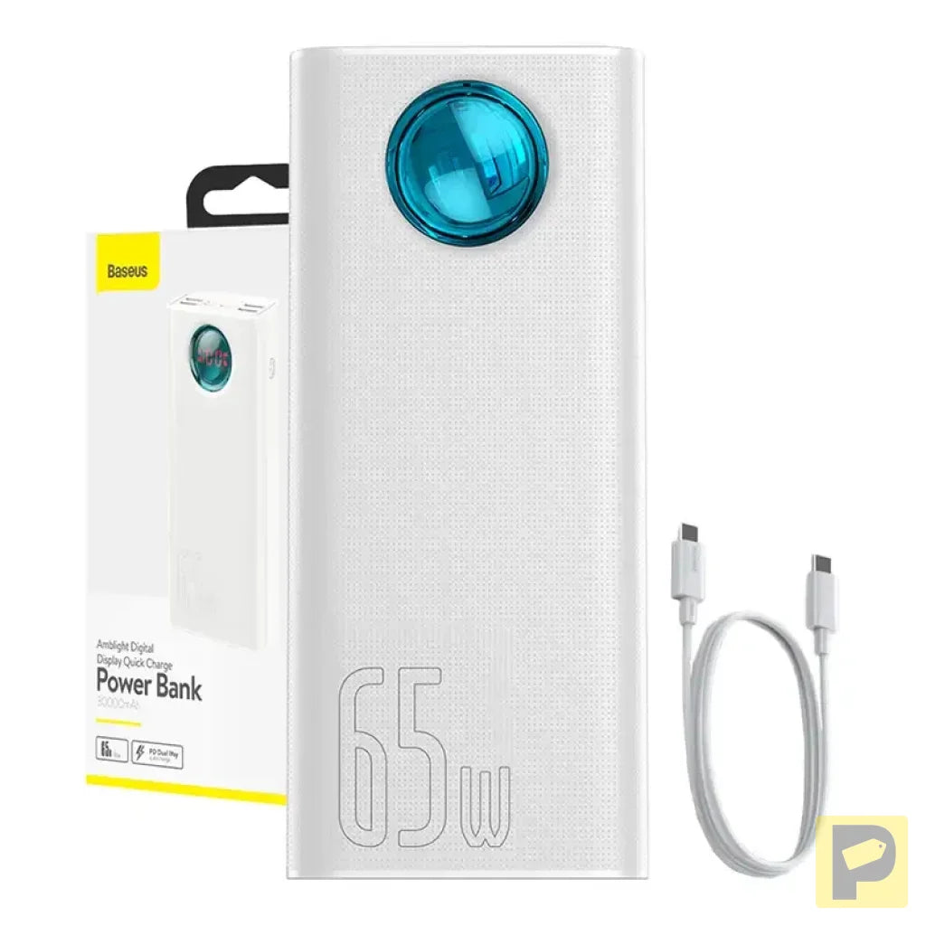 Powerbank Baseus Amblight 30000mAh, 4xUSB, USB-C, 65W (white)