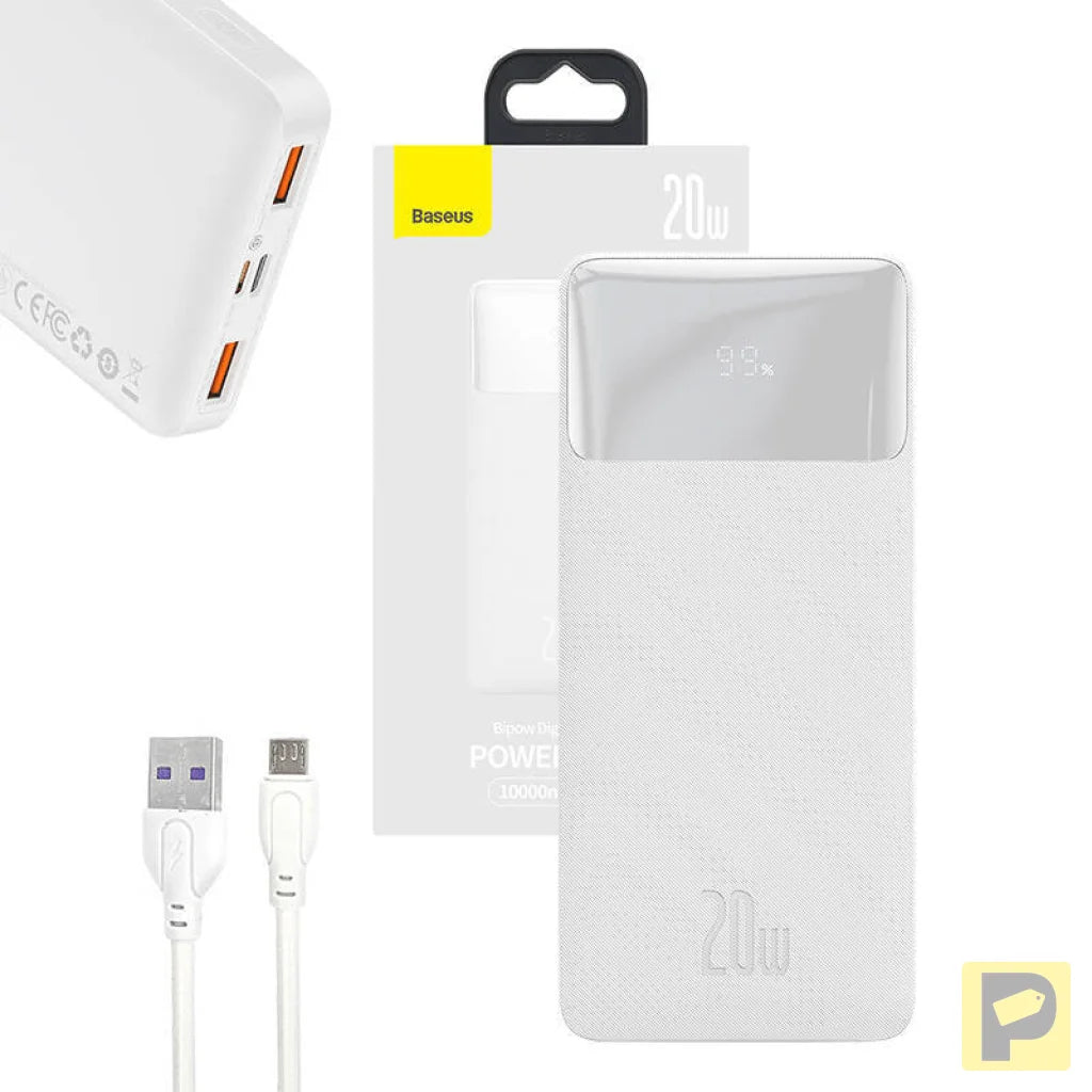 Powerbank Baseus Bipow 10000mAh, 20W (white)