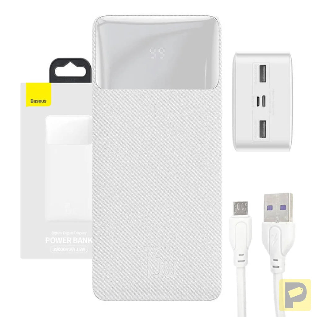 Powerbank Baseus Bipow 30000mAh, 15W (white)