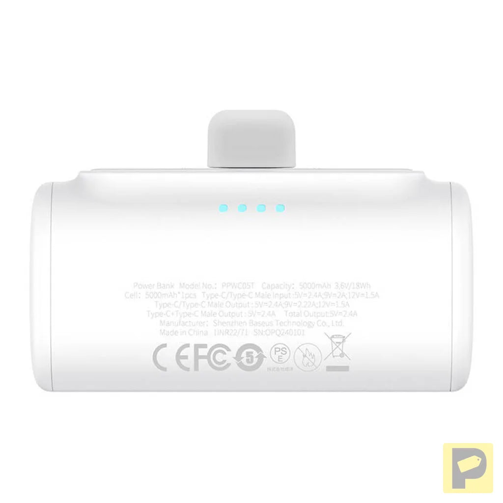 Powerbank Baseus Compact 5000mAh, 20W, USB-C (biały)