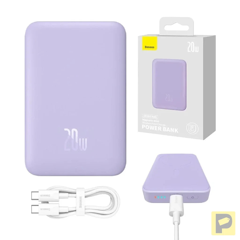Powerbank Baseus Magnetic Mini 10000mAh, USB-C 20W MagSafe (purple)
