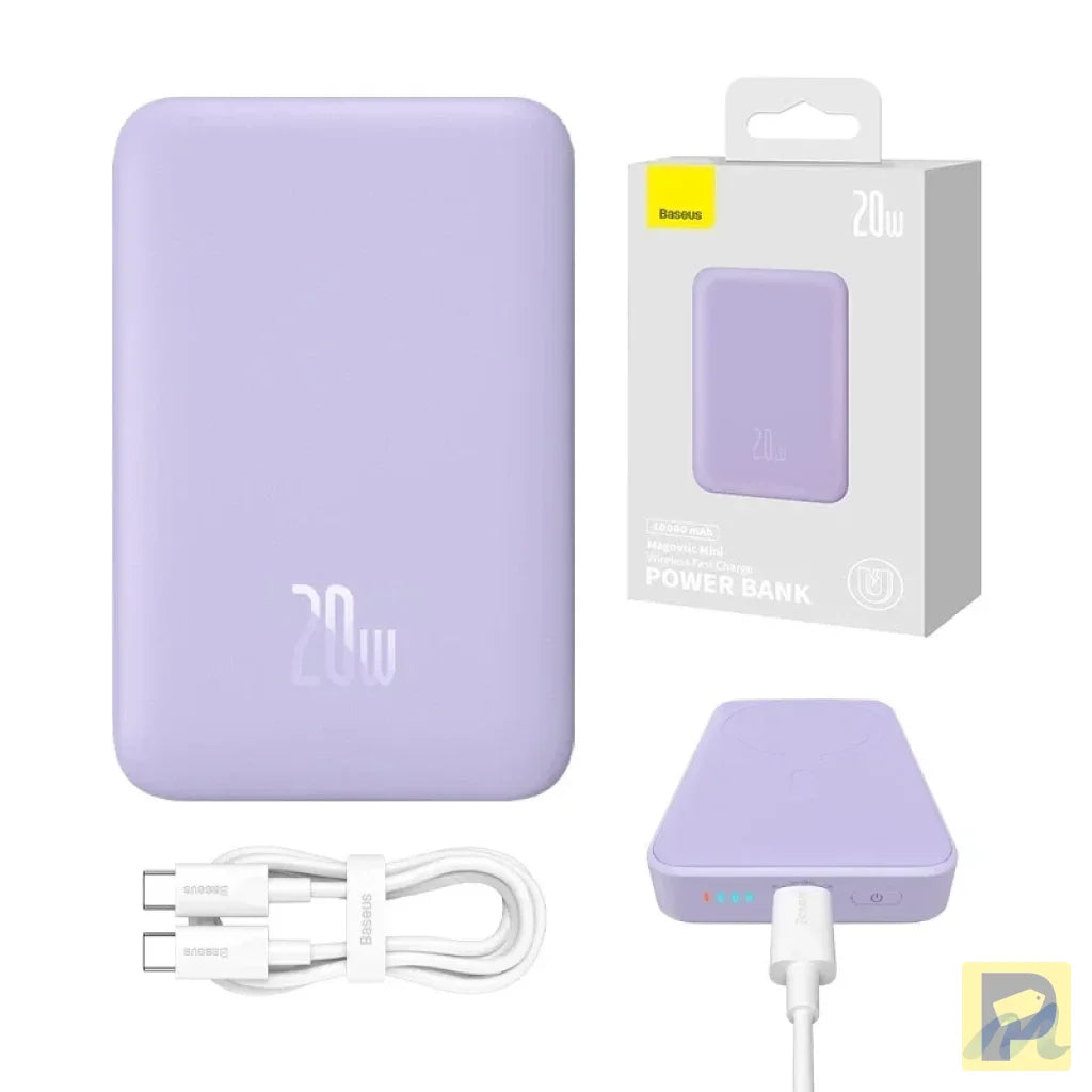 Powerbank Baseus Magnetic Mini 10000mAh, USB-C 20W MagSafe (purple)