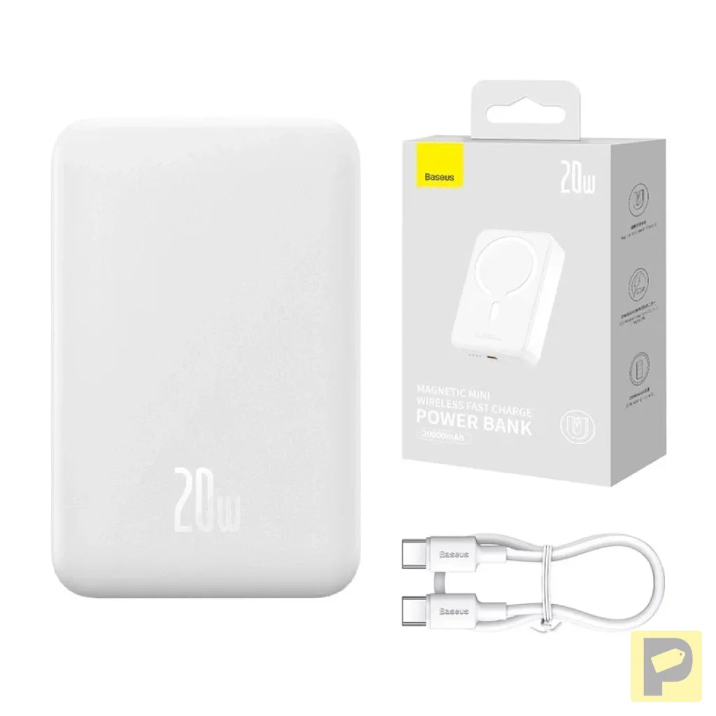 Powerbank Baseus Magnetic Mini 20000mAh, USB-C 20W MagSafe (white)