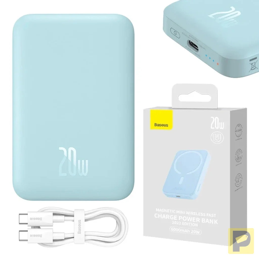 Powerbank Baseus Magnetic Mini 6000mAh, USB-C 20W MagSafe (blue)