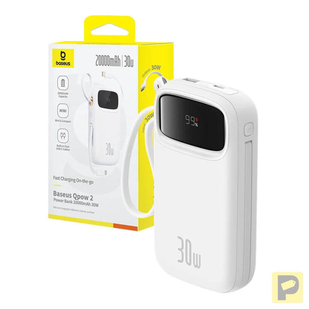 Powerbank Baseus QPow 2 20000mAh 30W 2xUSB-C (white)