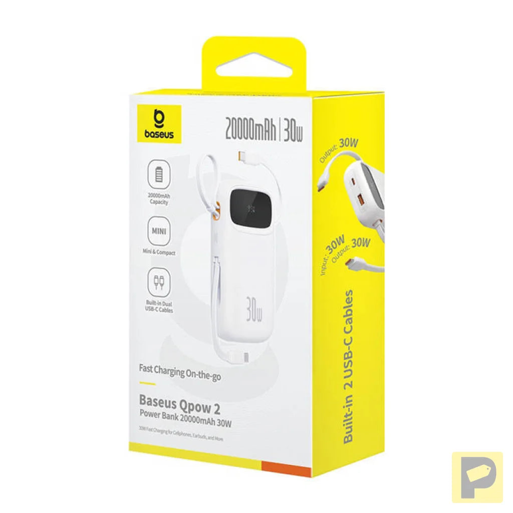 Powerbank Baseus QPow 2 20000mAh 30W 2xUSB-C (white)