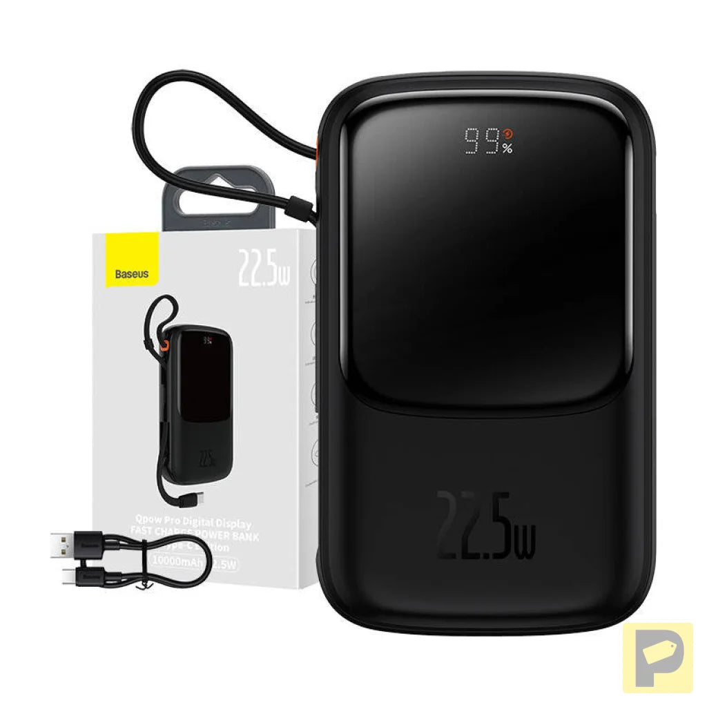 Powerbank Baseus Qpow PRO with cable, 10000mAh, 22.5W (Black)