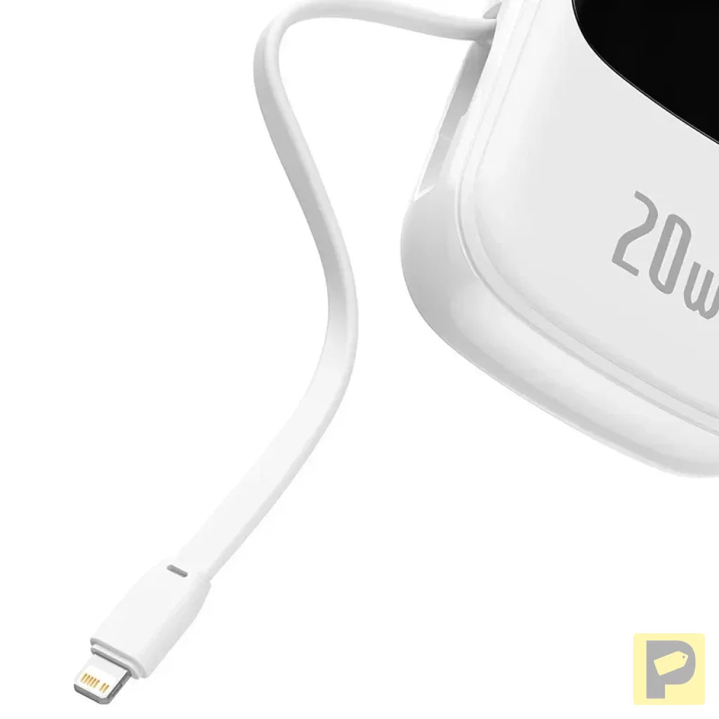 Powerbank Baseus Qpow PRO with Lightning cable, USB-C port and USB 20000mAh, 20W (White)