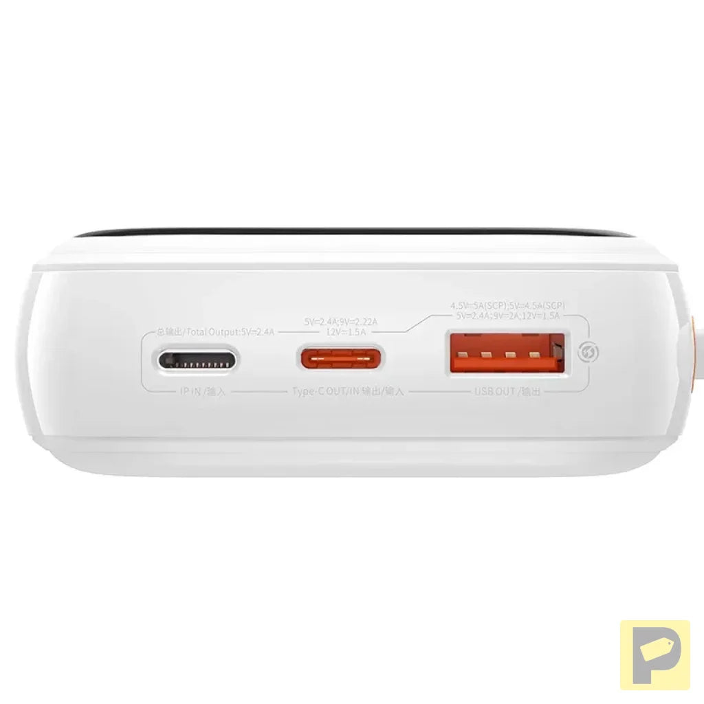 Powerbank Baseus Qpow PRO with Lightning cable, USB-C port and USB 20000mAh, 20W (White)