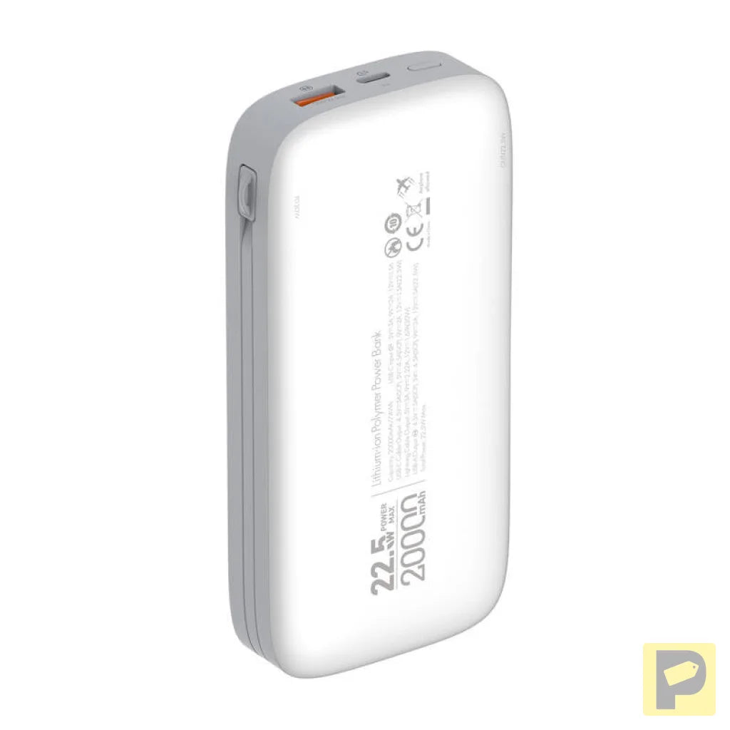 Powerbank LDNIO PQ20 22.5W 20000mAh USB-C, lightning (biały)