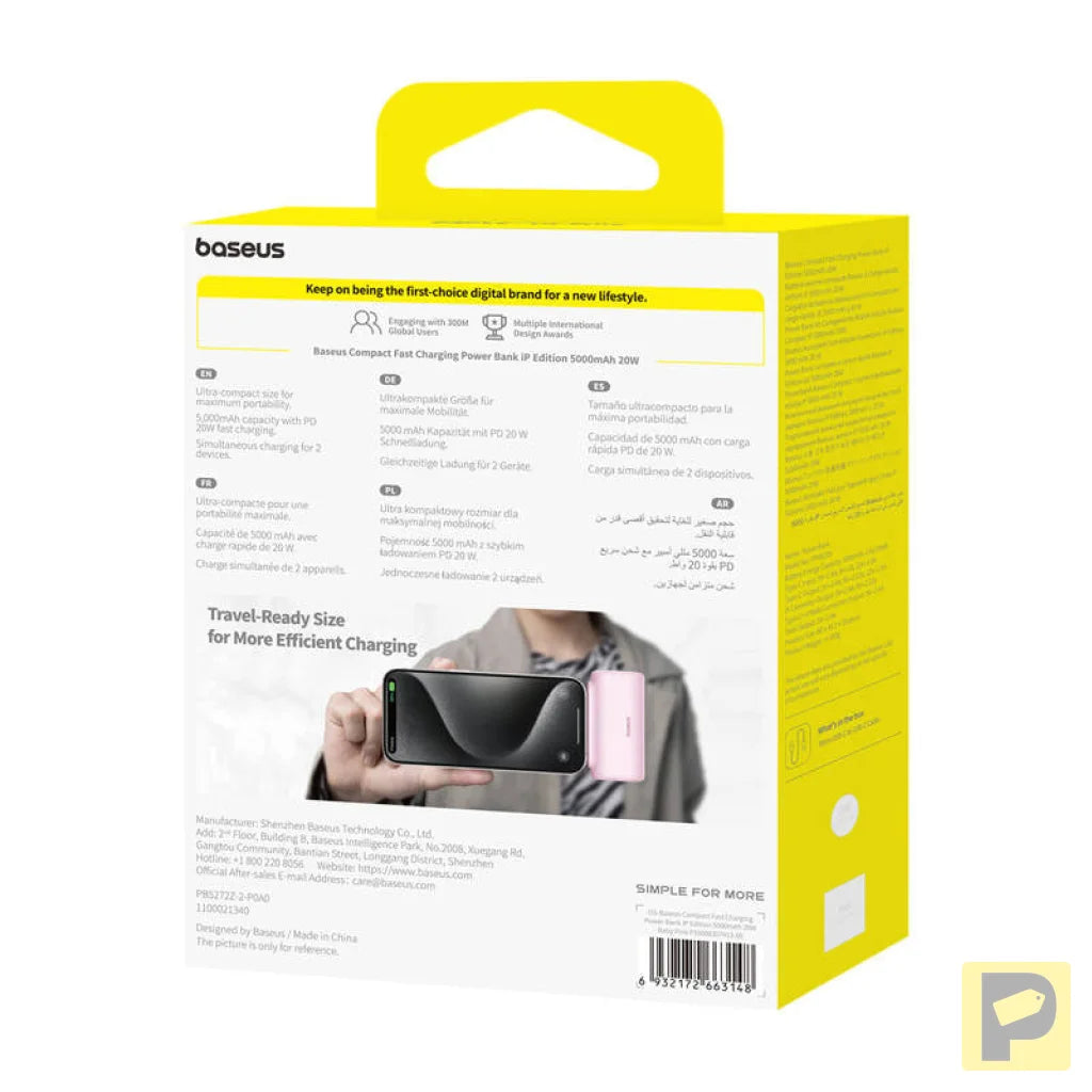 Powerbank OS-Baseus Compact IP 5000mAh 20W (pink)