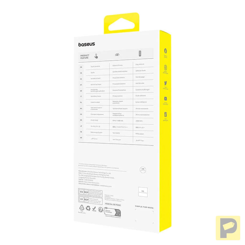 Privacy Protection Tempered Glass Baseus Sapphire iPhone 15