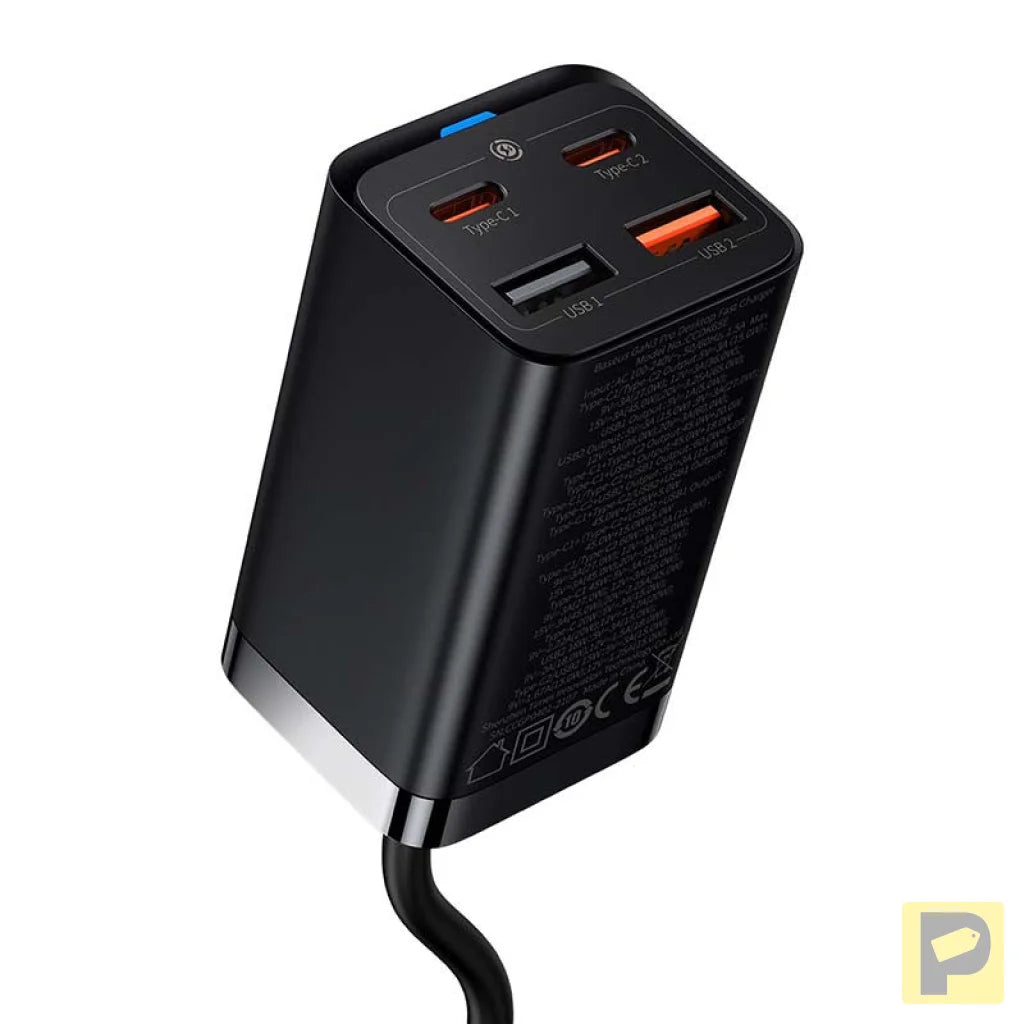 Quick Charger Baseus GaN3 Pro, 2x USB-C, 2x USB, 65W (black)