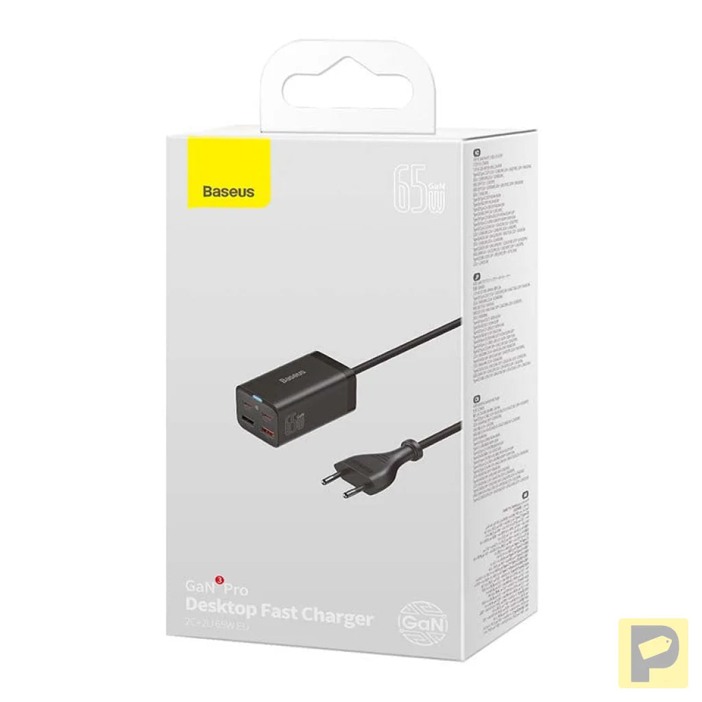 Quick Charger Baseus GaN3 Pro, 2x USB-C, 2x USB, 65W (black)