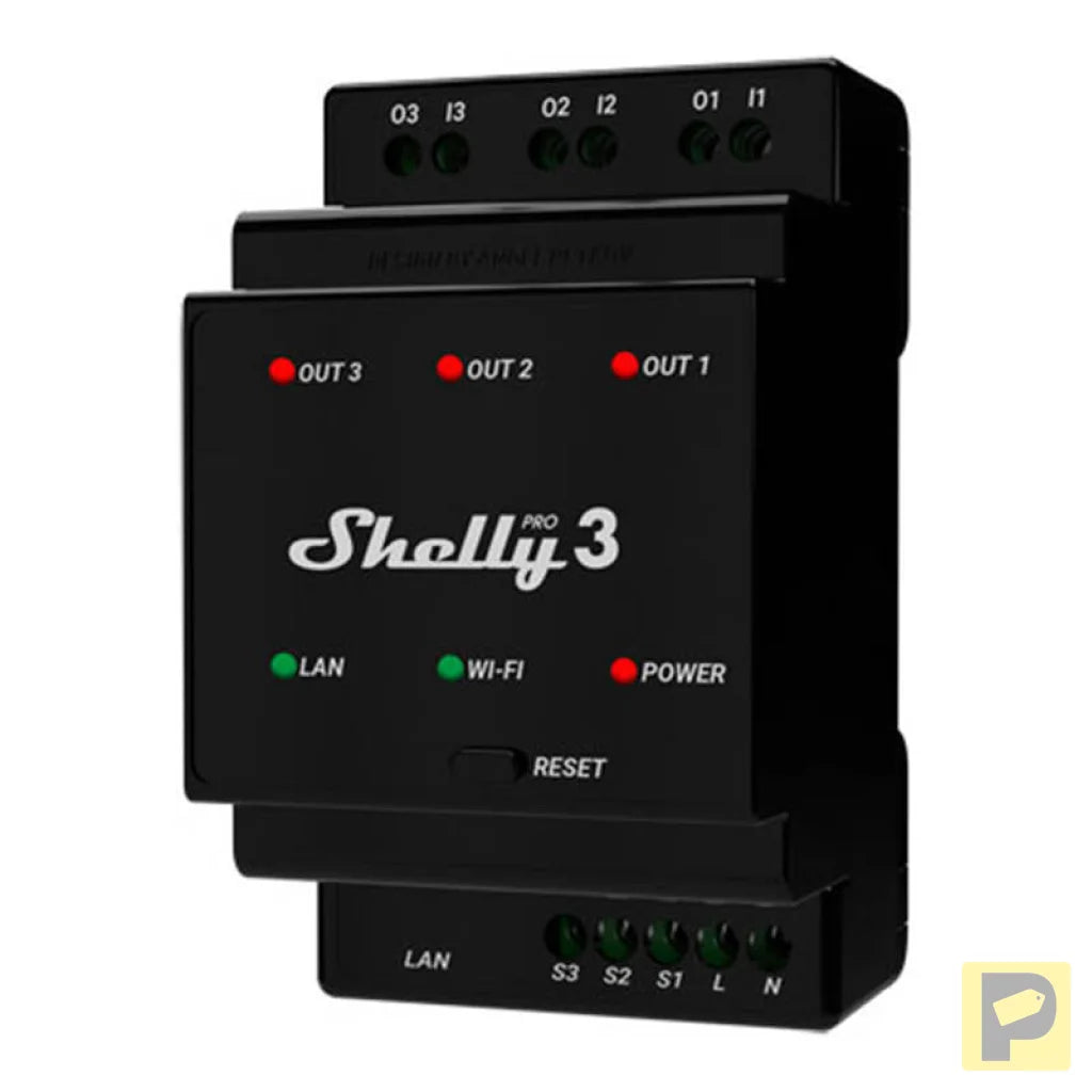 Shelly Pro 3 DIN Rail 3-channel Relay, WiFi/LAN