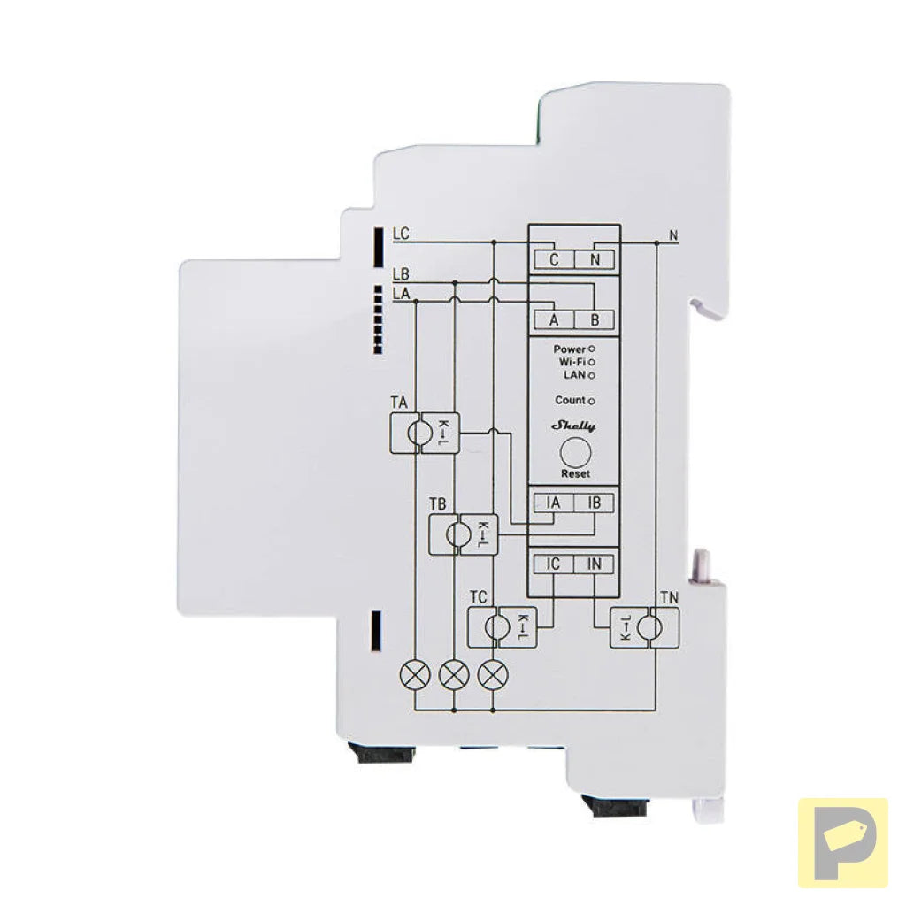 Shelly PRO 3EM 120A 2-Phase Energy Meter, WiFi/Bluetooth