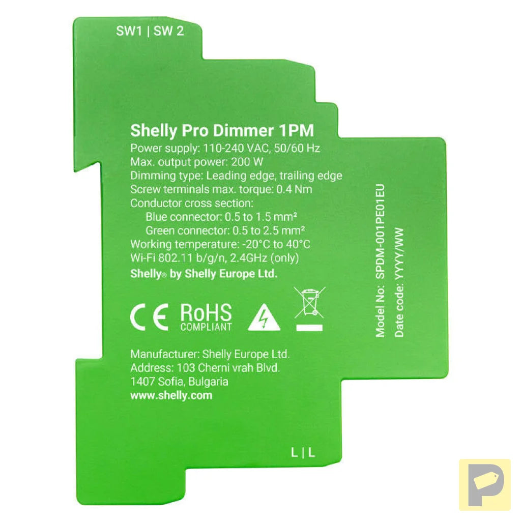 Shelly Pro Dimmer 1 DIN Rail Smart Switch, 1-channel
