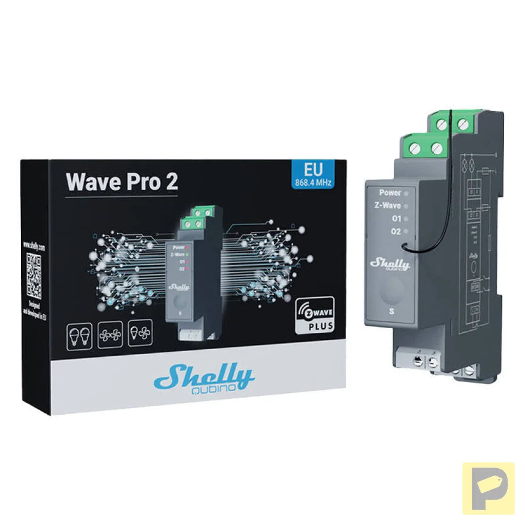 Shelly Qubino Pro 2 DIN rail Relay, 2-channel, Z-Wave