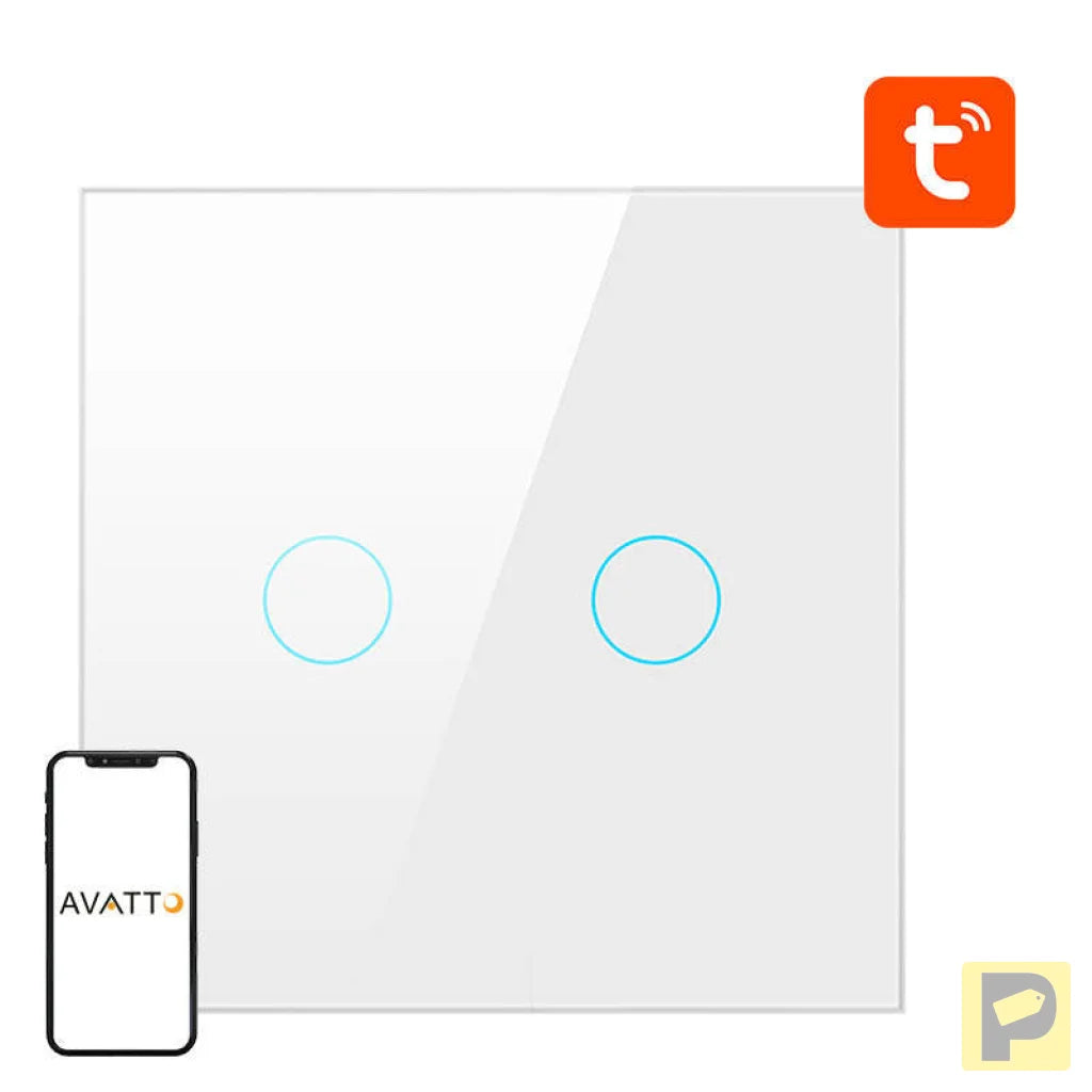 Smart Light Switch ZigBee Avatto ZTS02-EU-W2 2 Way TUYA (white)