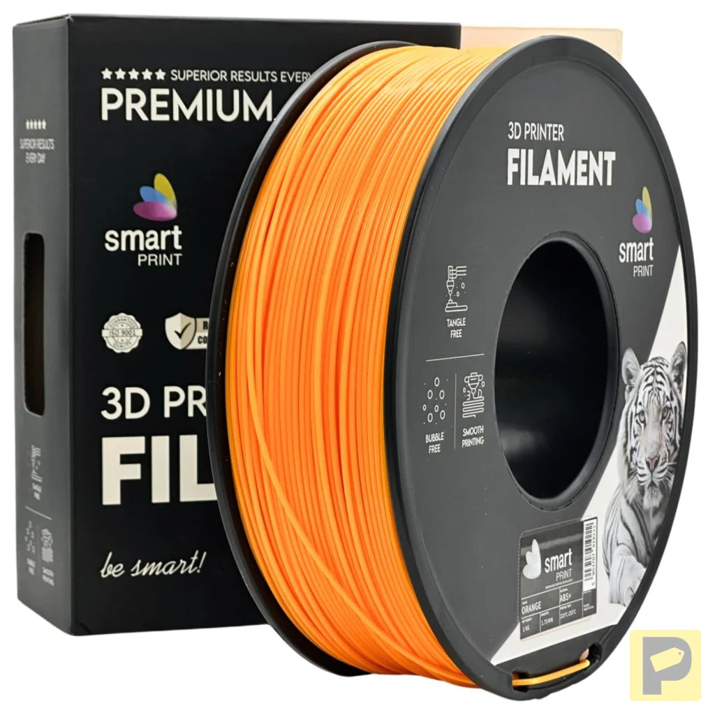 Smart Print ABS is a durable filament for functional parts. It contains special inhibitors to enhance strength and color. Requires a heated bed, enclosure, and good ventilation to reduce warping.