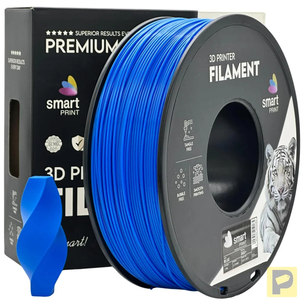 Smart Print ABS is a durable filament for functional parts. It contains special inhibitors to enhance strength and color. Requires a heated bed, enclosure, and good ventilation to reduce warping.