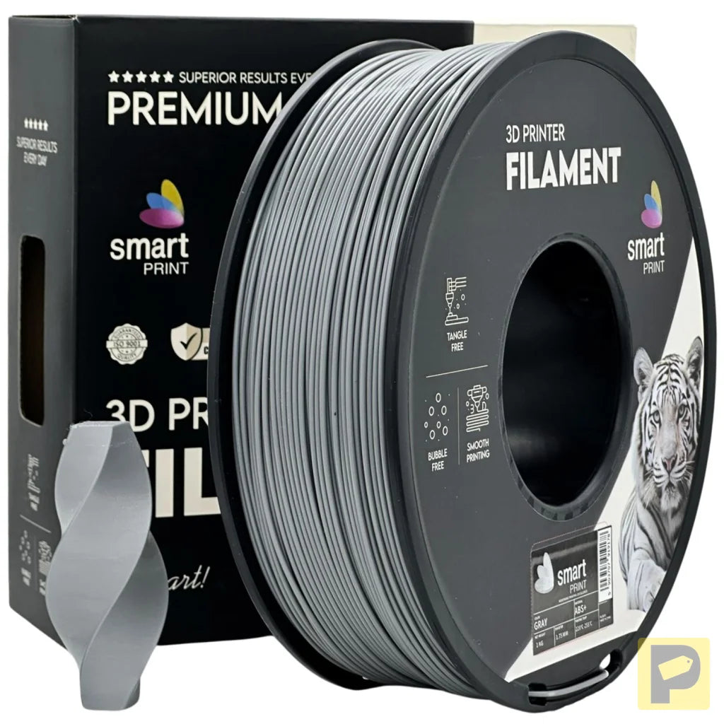 Smart Print ABS is a durable filament for functional parts. It contains special inhibitors to enhance strength and color. Requires a heated bed, enclosure, and good ventilation to reduce warping.