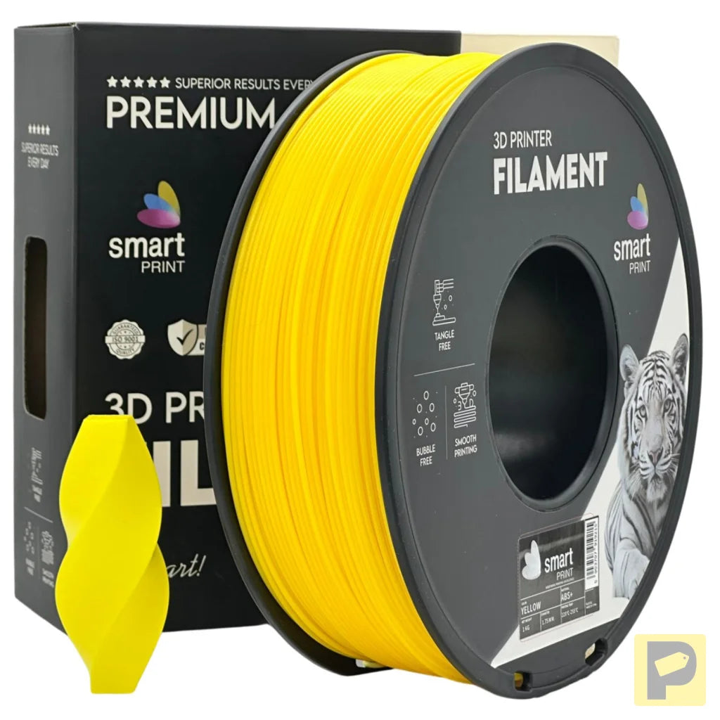 Smart Print ABS is a durable filament for functional parts. It contains special inhibitors to enhance strength and color. Requires a heated bed, enclosure, and good ventilation to reduce warping.