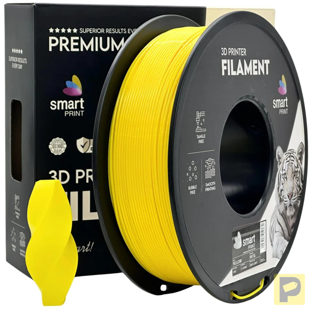 Smart Print PETG blends ABS strength with PLA ease. Slightly flexible and highly durable, it resists moisture and chemicals. Special inhibitors enhance strength and color. Ideal for outdoor and functional prints.