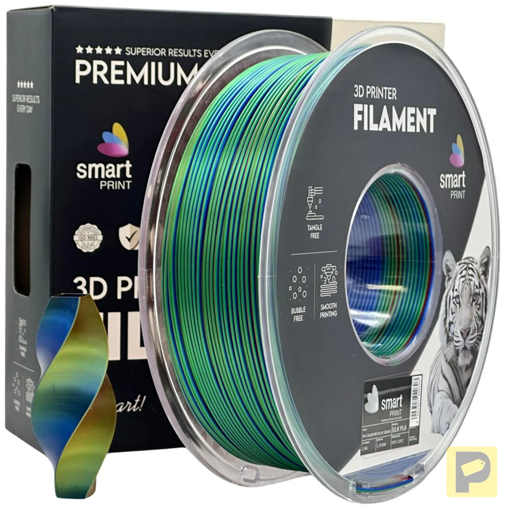 Smart Print Silk PLA offers a glossy, silk-like finish for eye-catching results. Special inhibitors enhance durability and color depth. Ideal for decorative models, art pieces, and display prints.