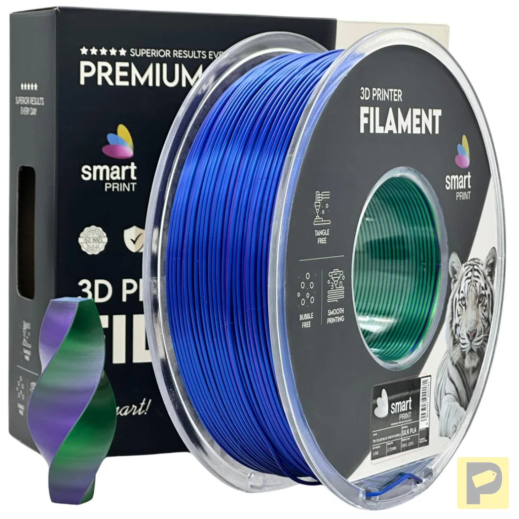 Smart Print Silk PLA offers a glossy, silk-like finish for eye-catching results. Special inhibitors enhance durability and color depth. Ideal for decorative models, art pieces, and display prints.