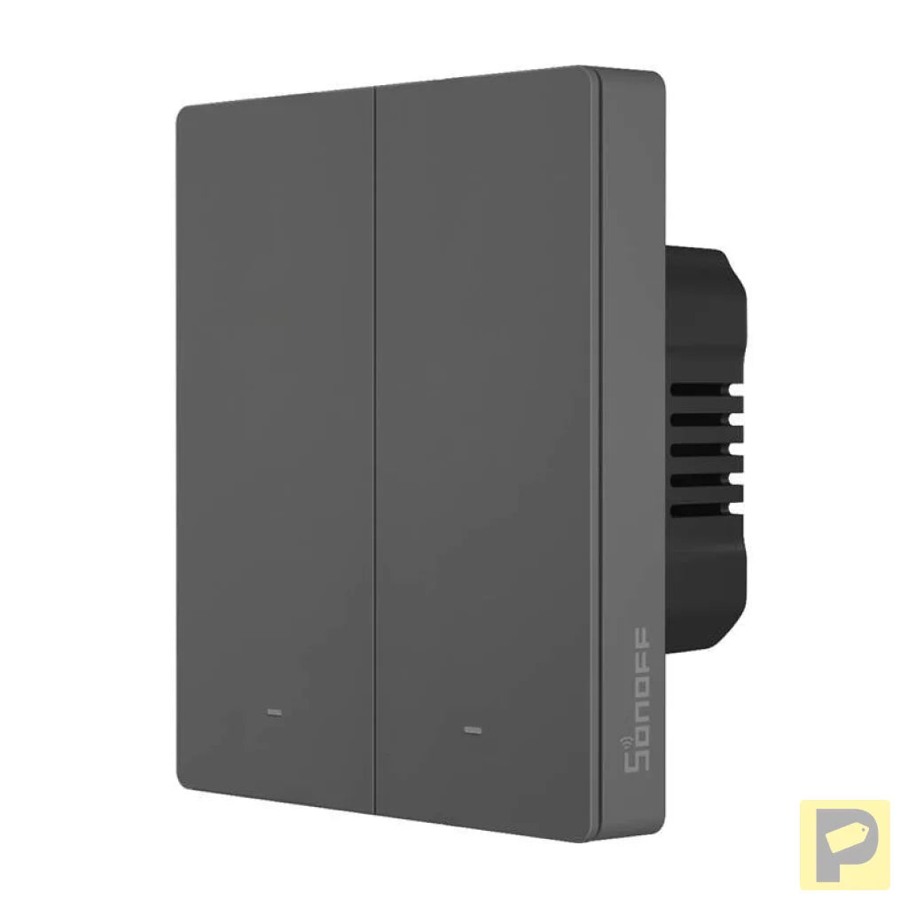Smart WiFi wall switch SONOFF M5-2C-80 (2-channel, for frame, graphite)