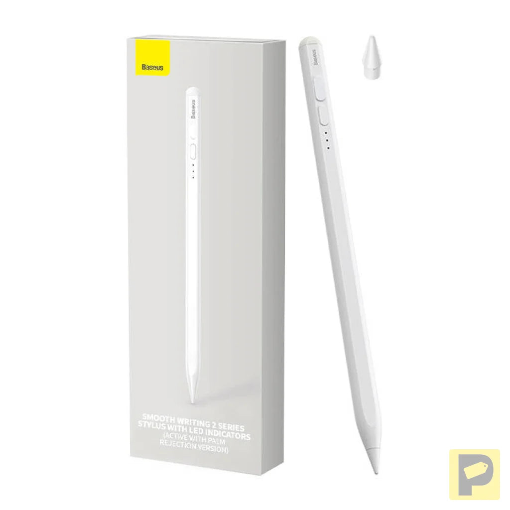 Smooth Writing Stylus with LED Indicators (Active) White