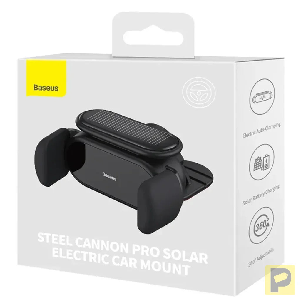 Solar Electric Car Phone Holder Baseus Steel Cannon Pro (Black)