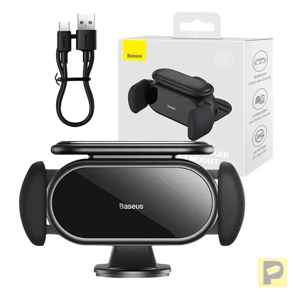 Solar Electric Car Phone Holder Baseus Steel Cannon Pro (Black)