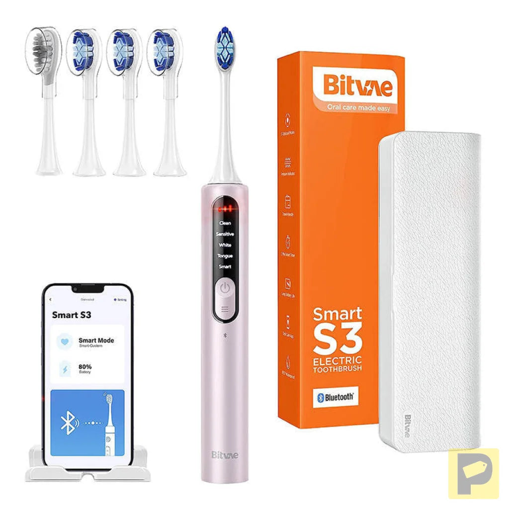 Sonic toothbrush with app, tips set and travel etui S3 (pink)