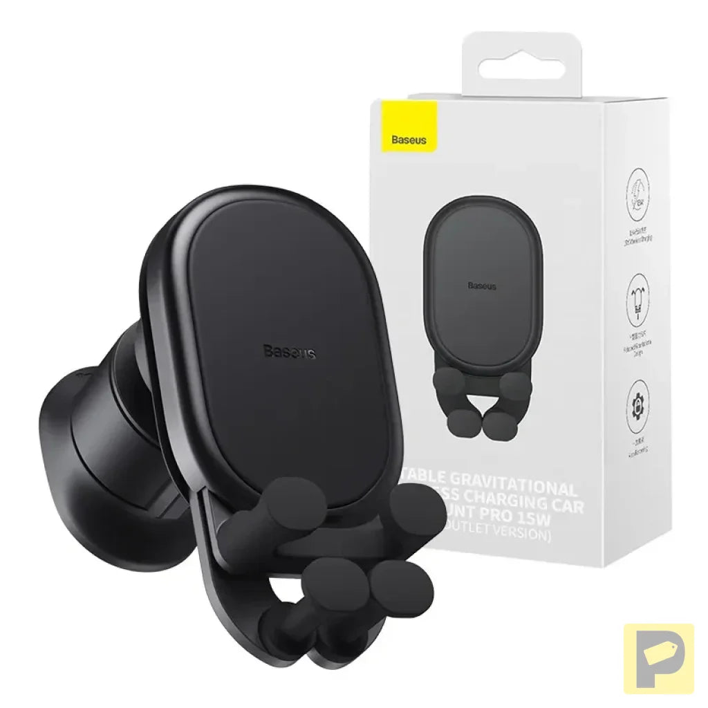 Stable Gravitational Wireless Charging Car Mount Baseus Pro 15W (black)