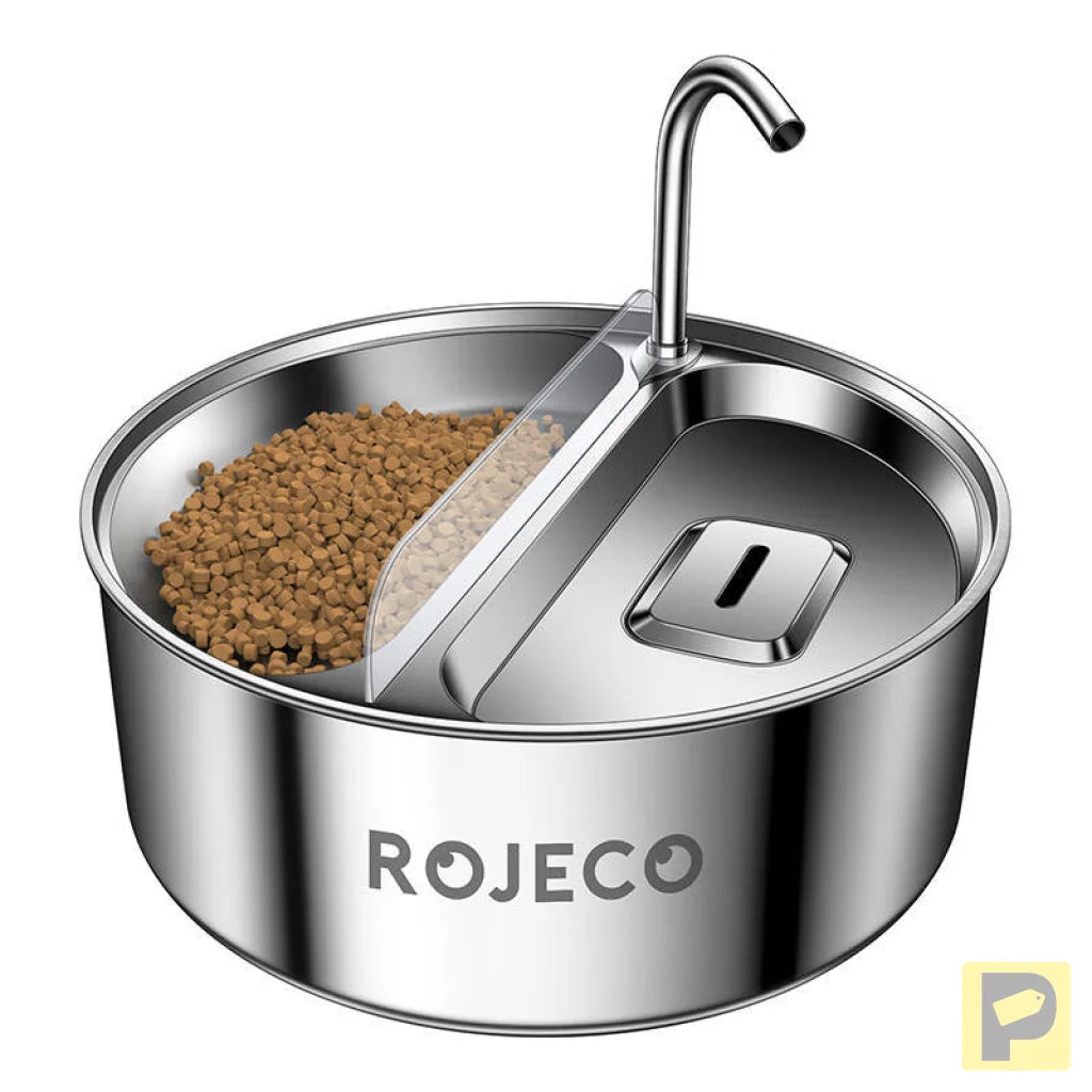 Stainless Steel Pet Water fountain & Feeder 2in1 3.2l Rojeco