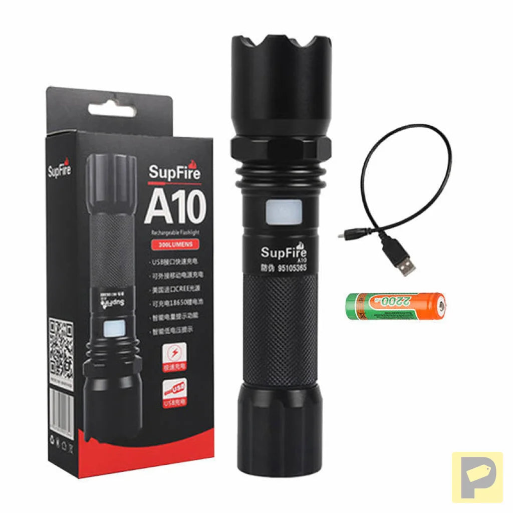 Superfire A10 flashlight, 550 lm, USB, 100-200 m, 5 modes