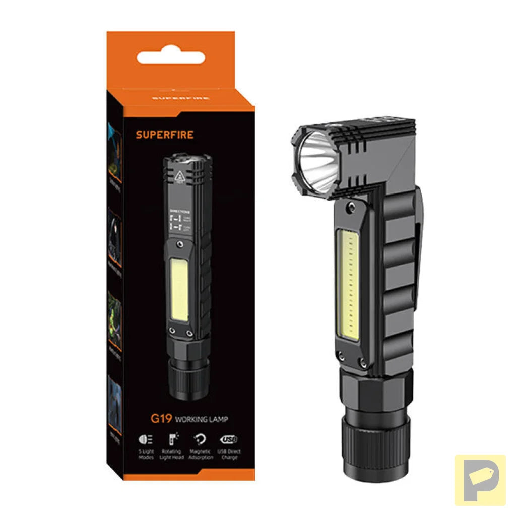 Superfire G19 multifunction flashlight, 200 lm, USB, 5 modes, 200 m