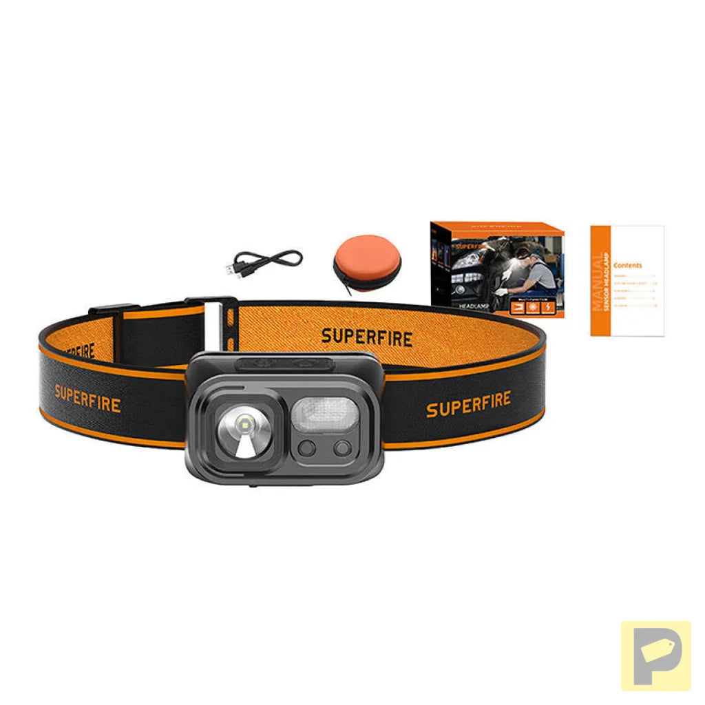 Superfire HL23-S headlamp flashlight, 350lm, USB-C