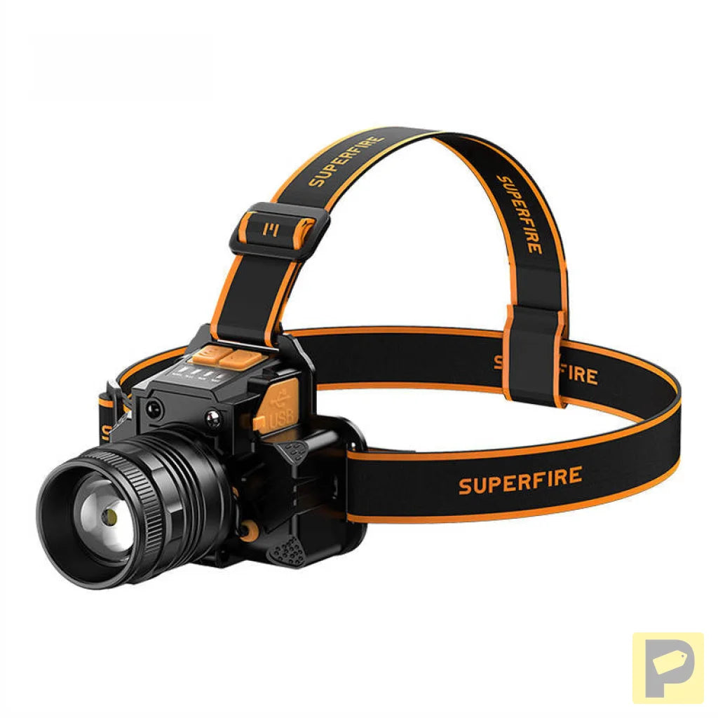 Superfire HL58 headlamp flashlight, 350 lm, USB, 3 modes, 200m