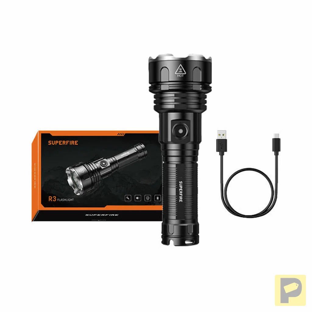 Superfire R3 P90 flashlight, 2000 lm, USB, 36 W, 5 modes, 350 m