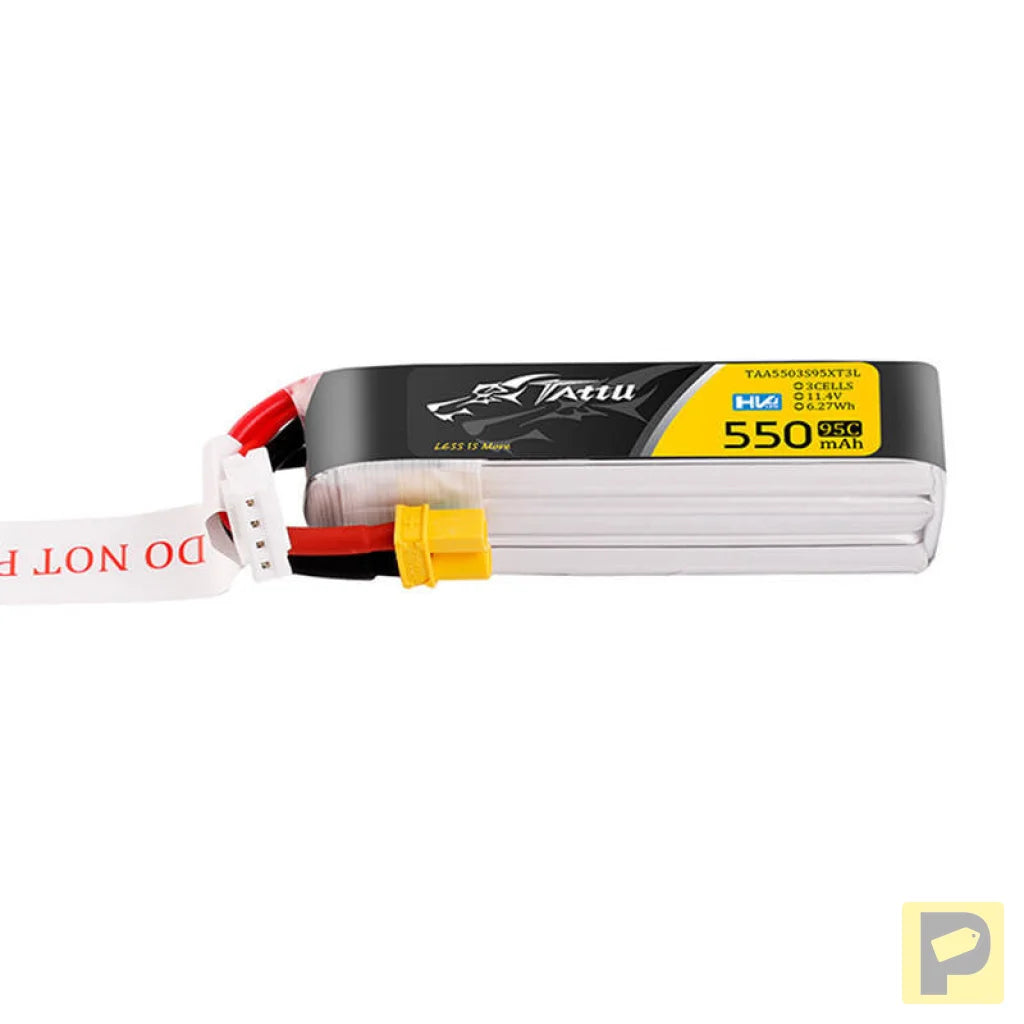 Tattu 3s 550mAh 95C 11.4V HV Lipo Battery with XT30 Plug Long-Pack Connector